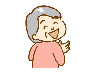 笑顔の高齢者、コミュニケーションをとる