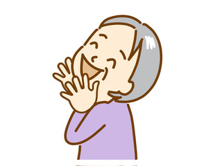 笑顔の高齢者、コミュニケーションをとる