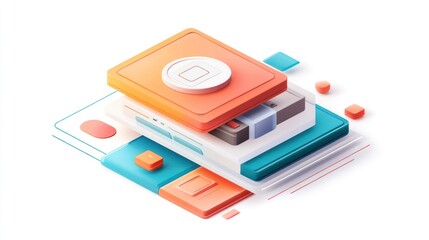 Colorful 3D digital interface elements