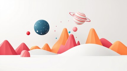 Colorful 3D Planet Landscape Background