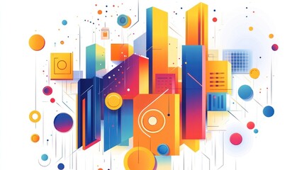 Fototapeta premium Colorful Abstract Cityscape with Technology