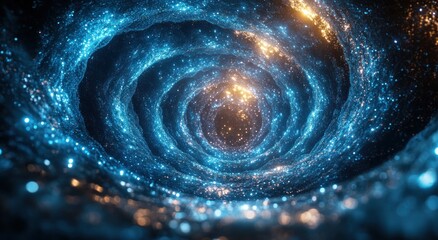 Psychedelic Energy Waves in Vibrant Blue and Turquoise Circles with Radiant Light Burst Effect