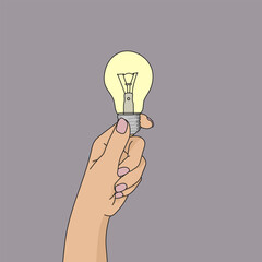 Light bulb in hand vector illustration