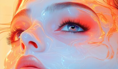 Anti Aging and Surgery Concept with Beauty Enhancement Lines and Face Lifting for Women