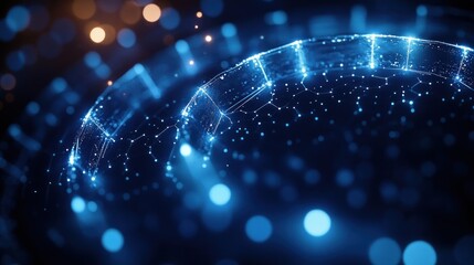 Global Network Connections and Data Flow Concept in Futuristic Digital Space Surrounding Earth