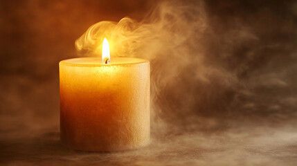 Extinguished candle with smoke rising, centered