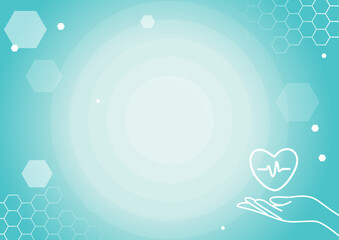 simple health light blue background with hand drawing lines lifting heart