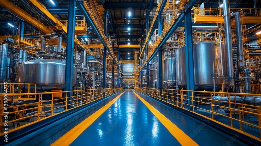 Poster Mineral processing facility features advanced machinery and infrastructure designed for efficient extraction and refinement of minerals. The layout emphasizes accessibility and functionality.