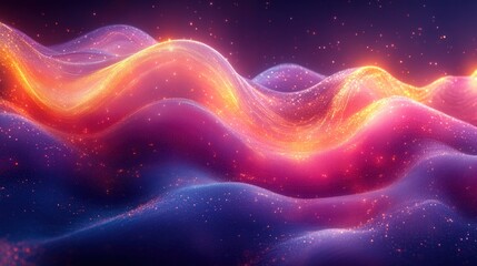 Fototapeta premium Abstract Neon Waves Dynamic Light Motion Colorful Cyber Landscape