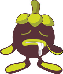 mangosteen fruit cartoon character with hands and feet