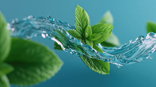 dental care mouthwash professionaldental care mouthwash healthy lifestyle Mint leaves and water splash symbolize professional dental care with mouthwash for healthy lifestyle