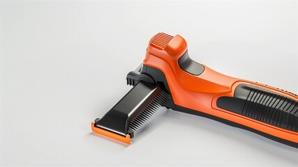 Photorealistic image of a cordless precision trimmer with angled blade on a white background