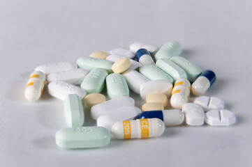 Different medication on a white backgrround