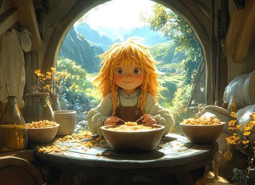 Goldilocks and the Three Bears Whimsical Illustration for Children Coloring Book