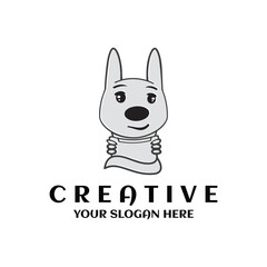 Happy fox reading book logotype. Funny fox cartoon character education, learning and studying vector illustration. Cute animal cartoon  design inspiration