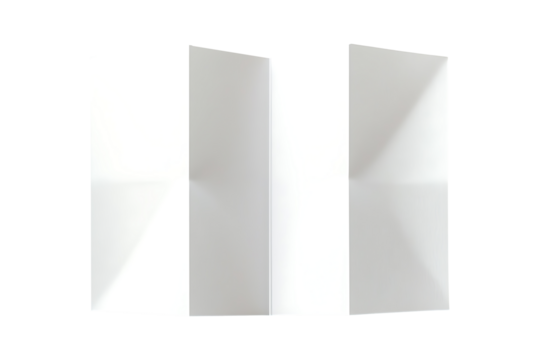 Four panel gate fold brochure isolated on transparent background
