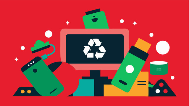 EWaste Awareness Poster A posterstyle design featuring a catchy slogan about ewaste awareness surrounded by s of various discarded tech items.