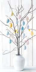 tree in a vase with flowers