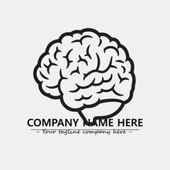 Brain illustration black and white for logo company vector image
