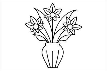 elegant floral arrangement in a vase single line art