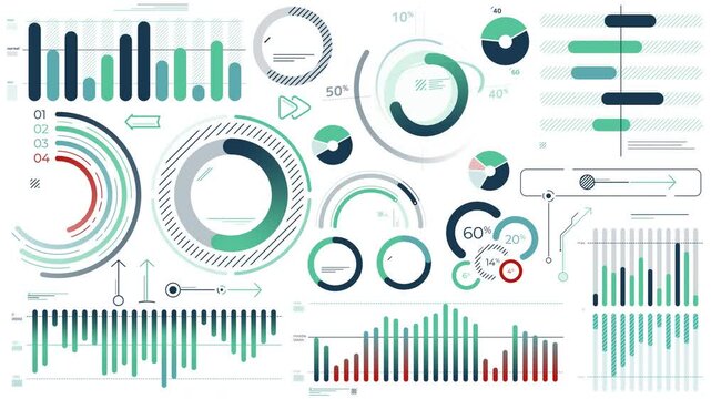 Collection of animated business charts and infographic elements