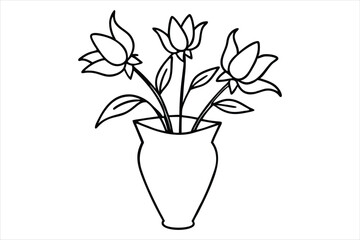 elegant floral arrangement in a vase single line art