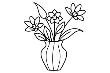 elegant floral arrangement in a vase single line art