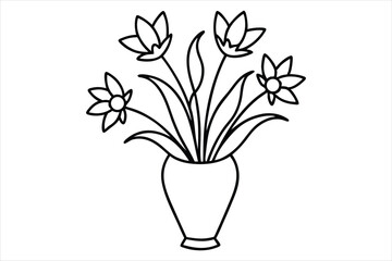elegant floral arrangement in a vase single line art