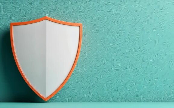 Minimalistic shield icon on a teal background symbolizing protection, security, and safety. Ideal for cybersecurity themes.