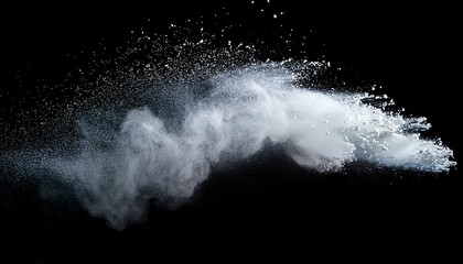 White powder explosion against black background