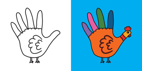 chicken of monster , children's coloring book. Coloring book with cute cartoon monster pictures. Vector illustration with colored background.