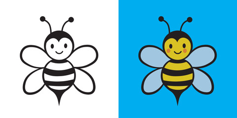 bee of monster , children's coloring book. Coloring book with cute cartoon monster pictures. Vector illustration with colored background.