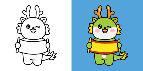 dragon of monster , children's coloring book. Coloring book with cute cartoon monster pictures. Vector illustration with colored background.