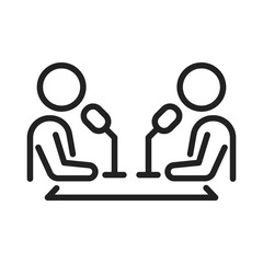 podcast interview recording session clip art icon symbol, content creation, communication concept, isolated flat vector llustration