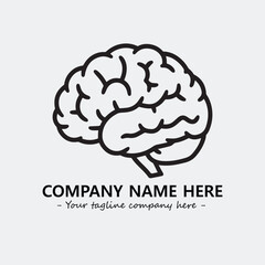 Brain illustration black and white for logo company vector image
