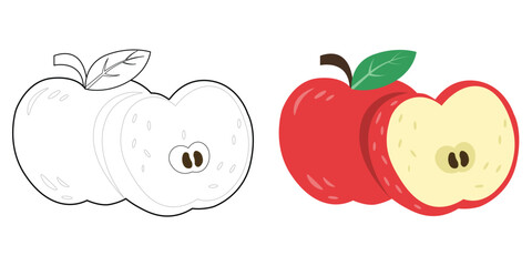 Cute apple coloring pages for kids and adults