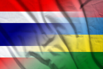Fototapeta premium Thailand and Mauritius political flag transborder negotiation MUS THA