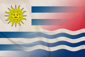 Obraz premium Uruguay and Kiribati political flag transborder contract KIR URY
