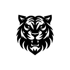 modern and  minimalist tiger head wild animal logo vector illustration .