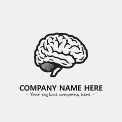 Brain illustration black and white for logo company vector image
