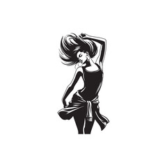 A vector illustration of a dancing girl, capturing graceful movement and expressive pose. Ideal for event promotions, dance designs, and creative projects celebrating the art of dance.