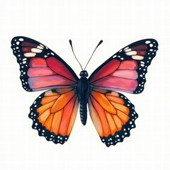 A beautifully illustrated butterfly with vibrant orange and pink wings, perfect for nature-themed designs, educational materials, or artistic projects.