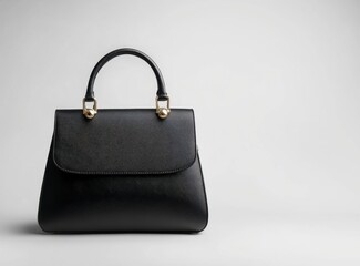 Naklejka premium Elegant Black Leather Handbag Displayed on Simple White Background for Fashion