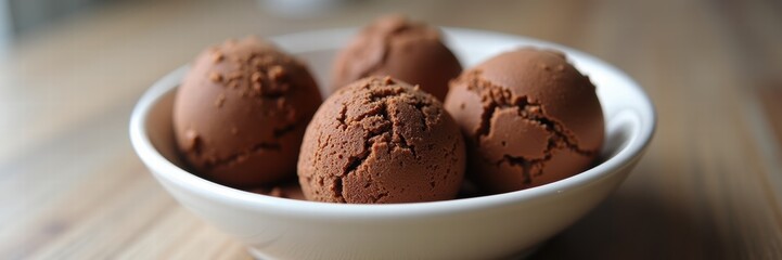 Indulge in the richness of chocolate with these beautifully crafted chocolate balls, perfect for dessert displays or culinary promotions.