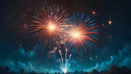 Fototapeta premium Spectacular Night Fireworks Display