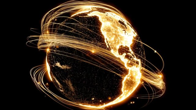 Glowing Planet Earth Showcases Magnetic Poles and Energy Fields Generative AI