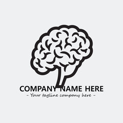 Brain illustration black and white for logo company vector image
