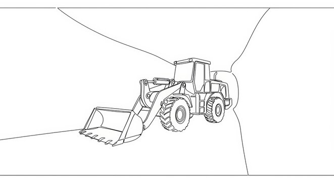 Underground Loader Minimalist Line Drawing in a Narrow Tunnel Illustration