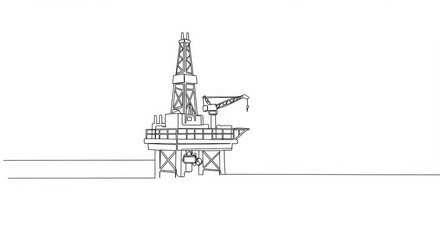 Minimalist Offshore Rig Line Art: Continuous Line Drawing of a Blowout Preventer