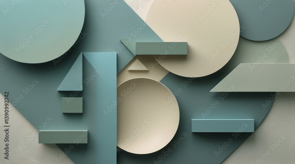 Poster abstract geometric design featuring overlapping circles and triangles